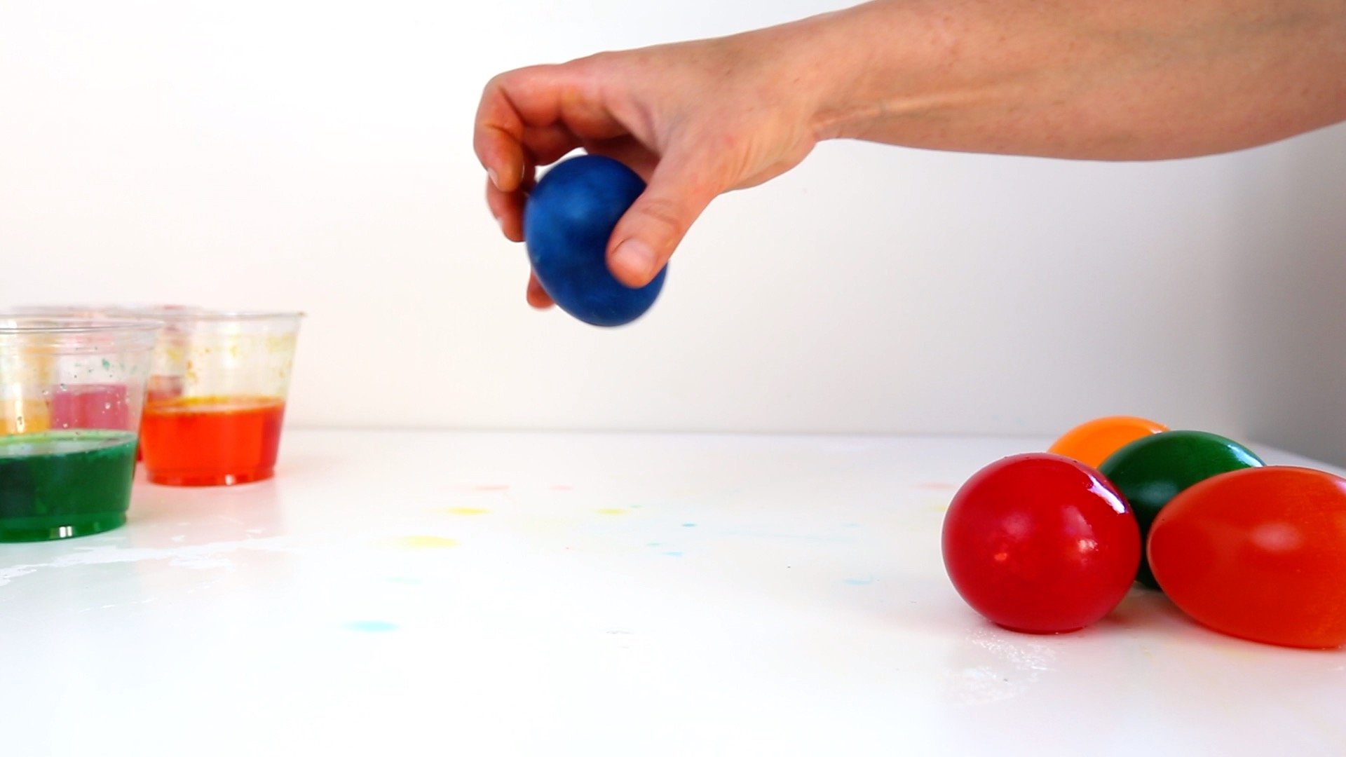 Rainbow Rubber Eggs Experiment